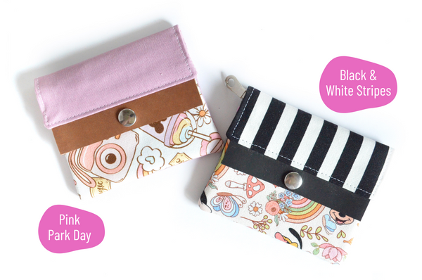 Pink & Stripe Mouse Mini Leather Snap Wallet