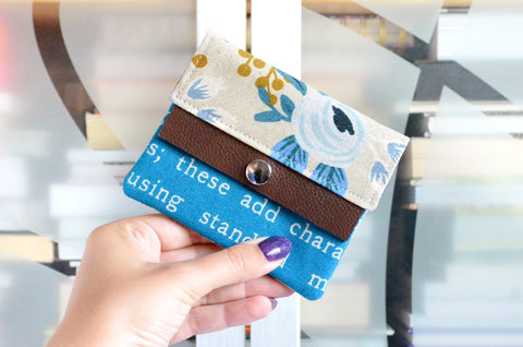 Blue Rifle Paper Co Les Fleurs Mini Leather Snap Wallet