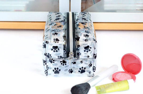 *Clear Vinyl* Paw Print Boxy Toiletry Bag