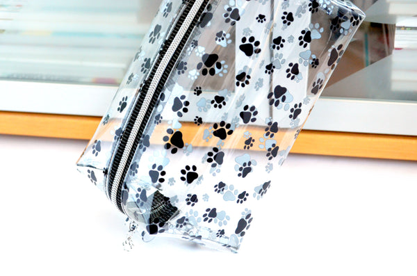 *Clear Vinyl* Paw Print Boxy Toiletry Bag