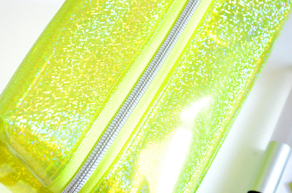 *Clear Vinyl* Lime Green Sparkle Boxy Toiletry Bag