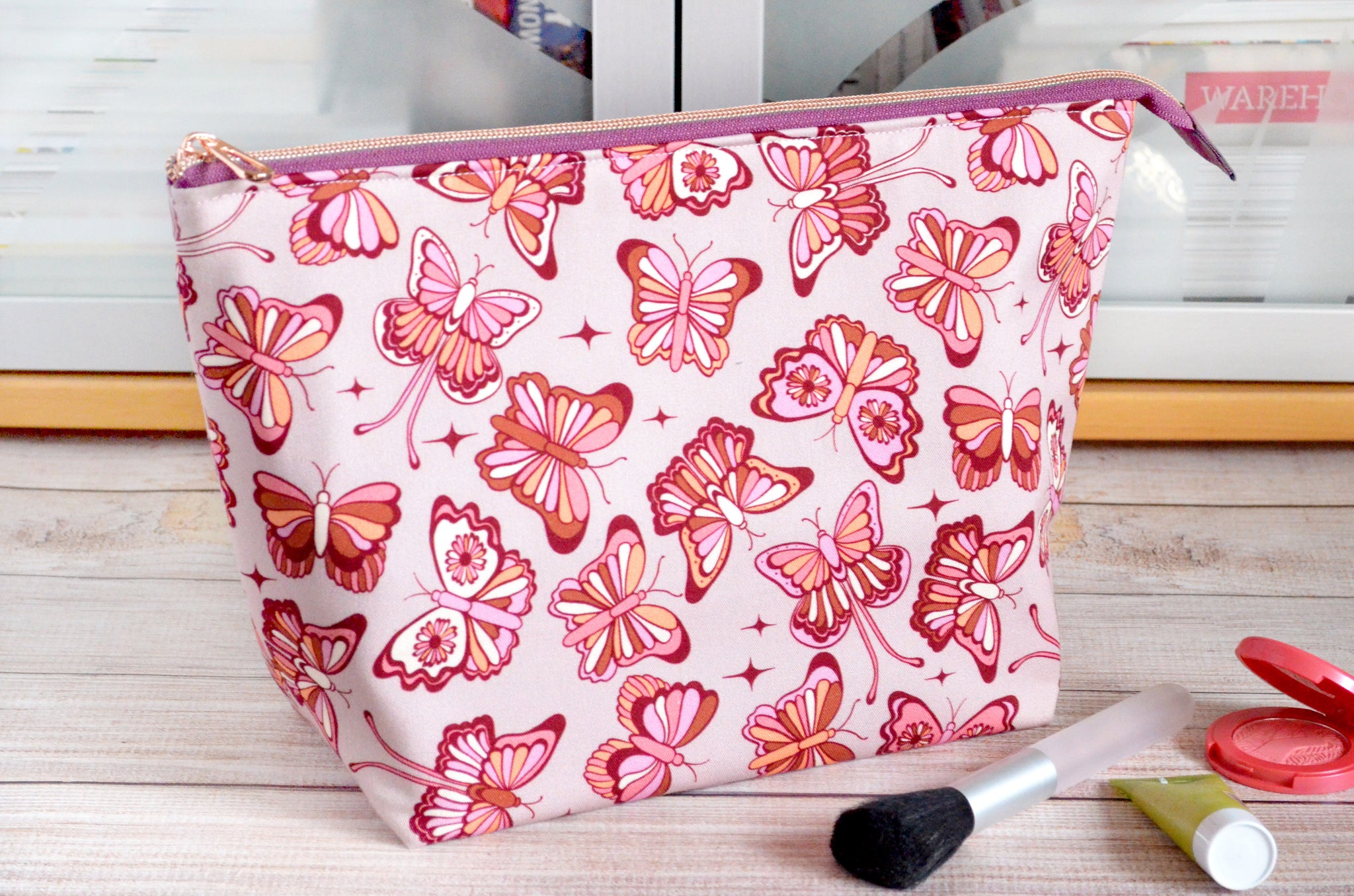 Purple Butterfly Jumbo Toiletry Bag