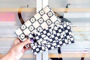 Black & White Floral Checker Wallet