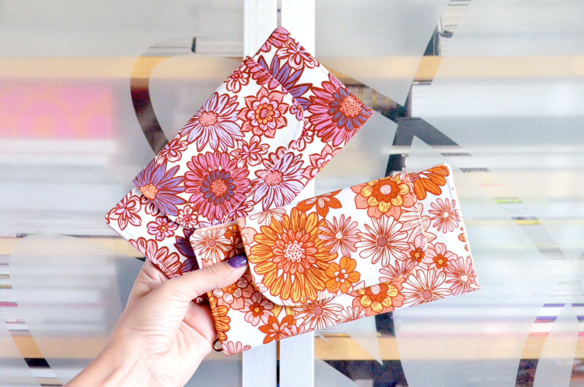 Purple & Orange Golden June Floral Wallet