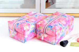 *Jelly Vinyl* Watercolour Bloom Boxy Toiletry Bag