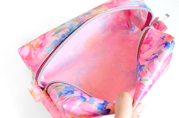 *Jelly Vinyl* Watercolour Bloom Boxy Toiletry Bag