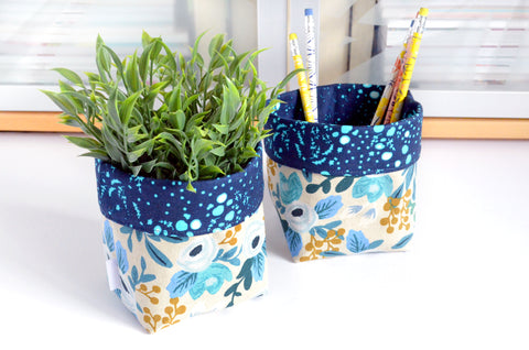 Blue Rifle Paper Co Les Fleur Fabric Plant Pot