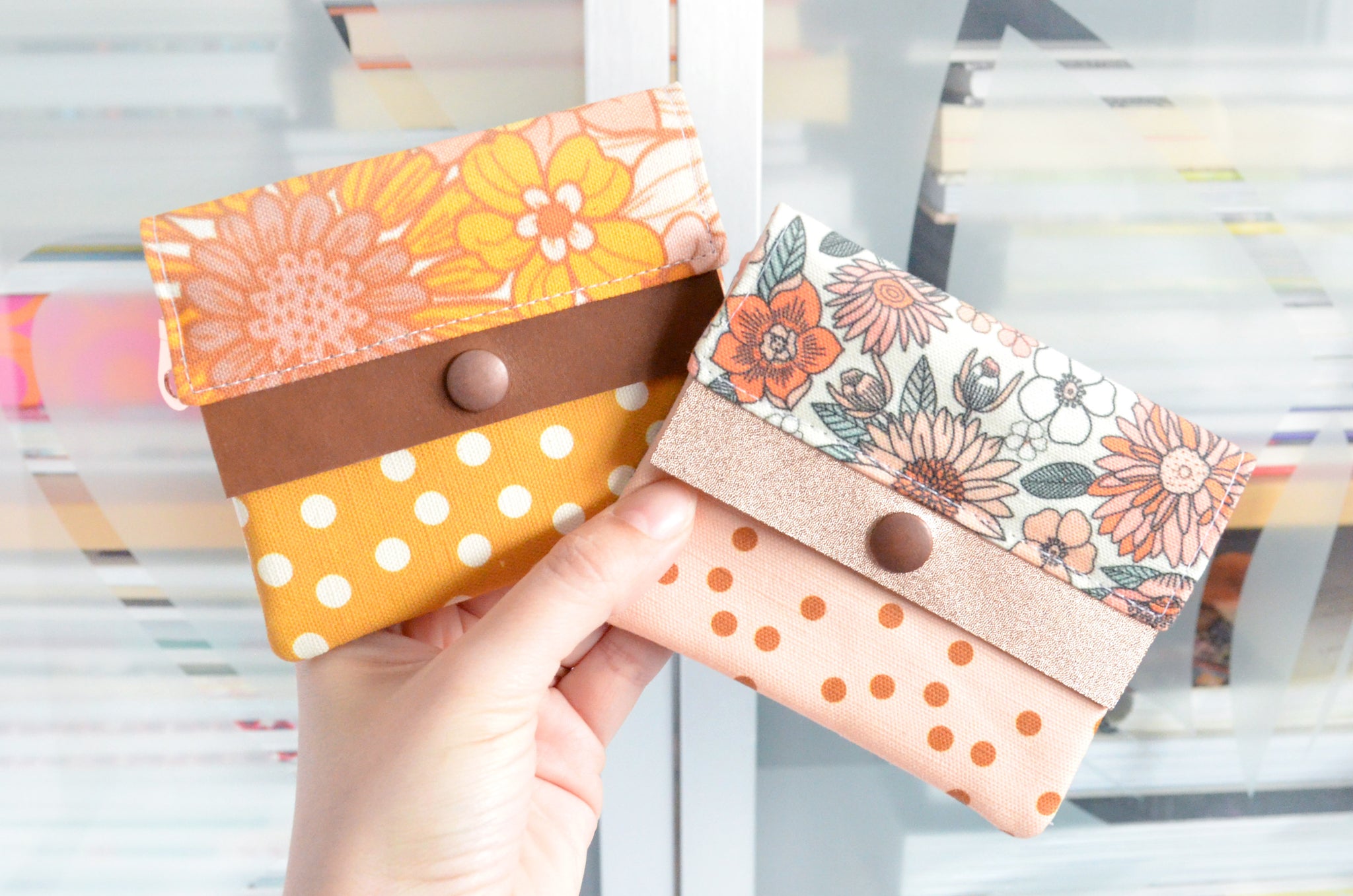 Pink & Yellow Spring Floral Mini Leather Snap Wallet