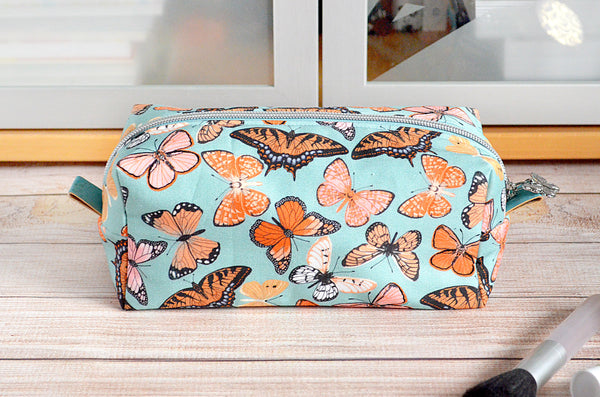 Blue Butterfly Boxy Toiletry Bag