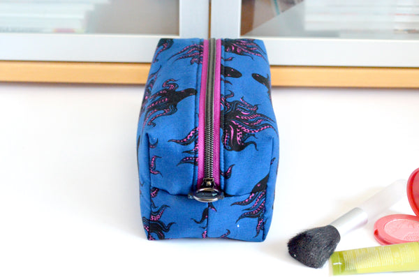 Blue Octopus Boxy Toiletry Bag