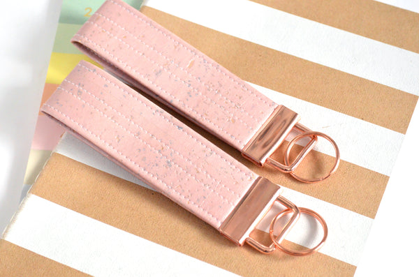 Pink Cork Leather Keychain