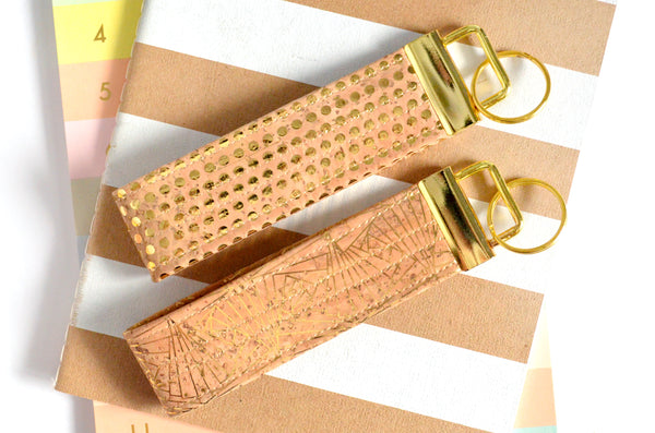 Gold Cork Leather Keychain