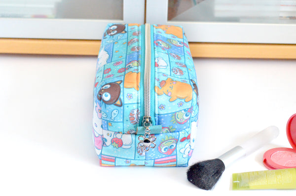 Blue Kitty Boxy Toiletry Bag