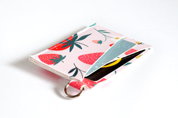 *SAMPLE ITEM* Strawberry Faux-Leather Card Wallet