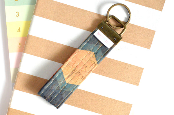 Geometric Cork Leather Keychain