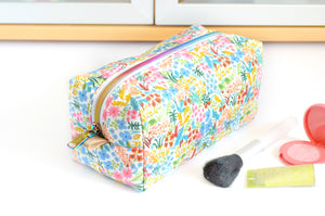 White Rainbow Rifle Paper Co Floral Boxy Toiletry Bag