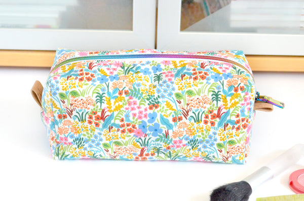 White Rainbow Rifle Paper Co Floral Boxy Toiletry Bag