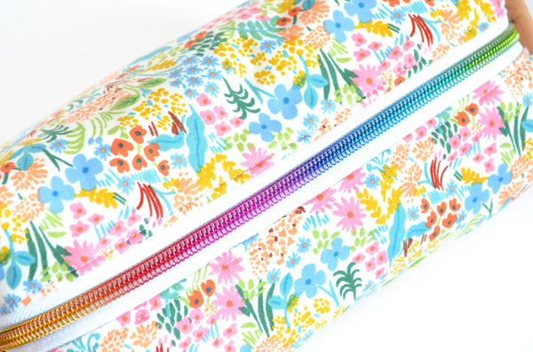 White Rainbow Rifle Paper Co Floral Boxy Toiletry Bag