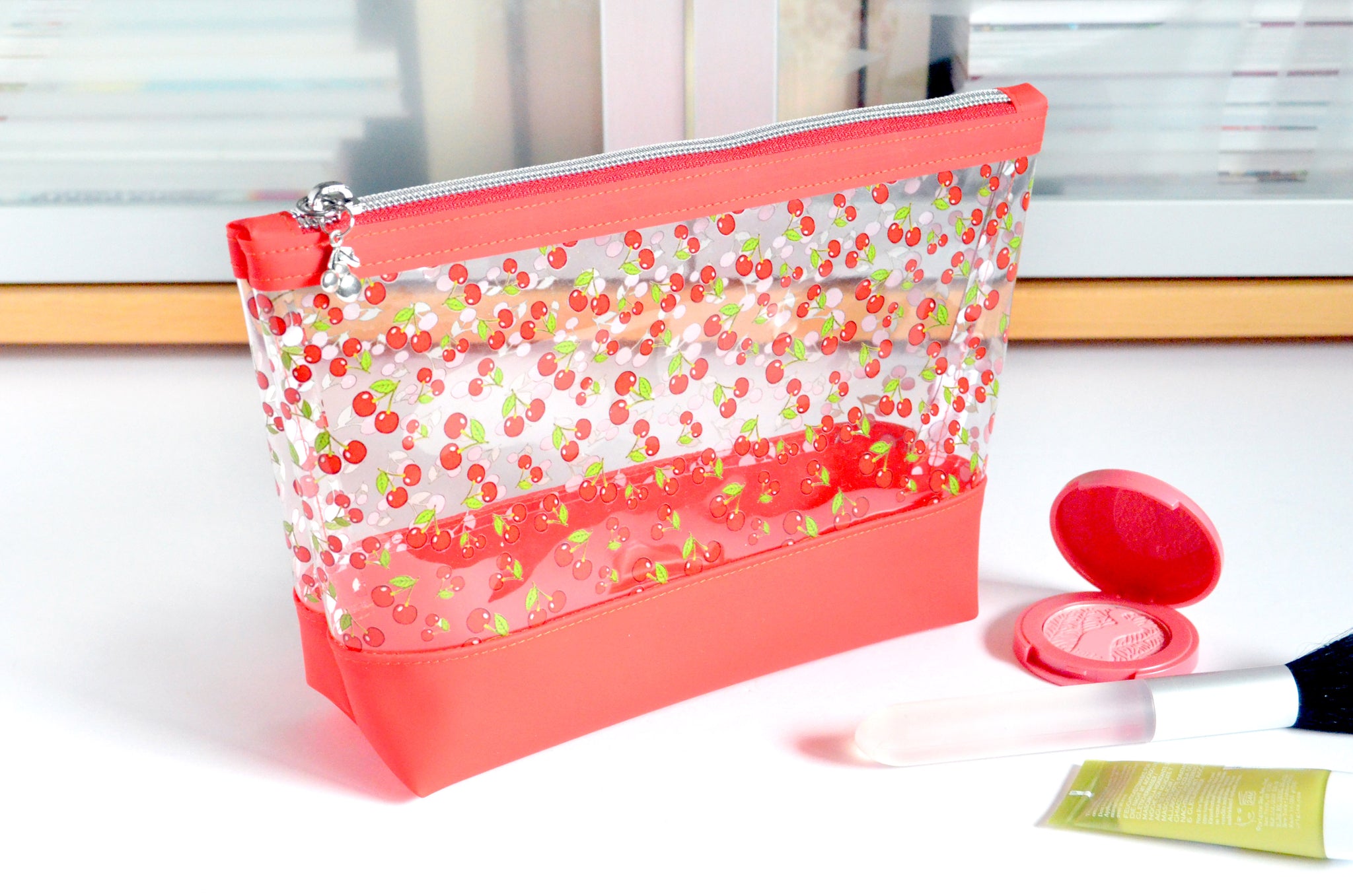 Red Cherry *Clear & Jelly Vinyl* Cosmetic Bag