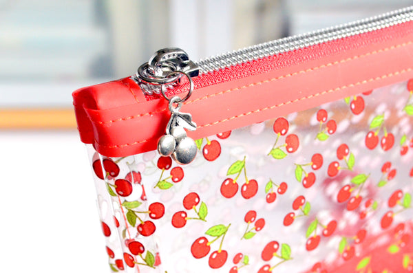 Red Cherry *Clear & Jelly Vinyl* Cosmetic Bag