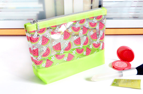 Green Watermelon *Clear & Jelly Vinyl* Cosmetic Bag