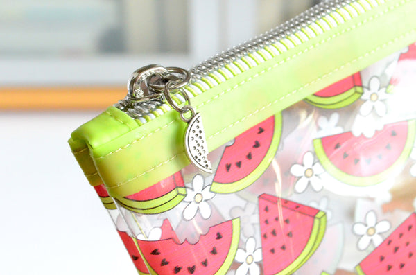 Green Watermelon *Clear & Jelly Vinyl* Cosmetic Bag