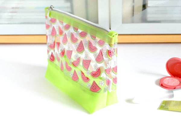 Green Watermelon *Clear & Jelly Vinyl* Cosmetic Bag