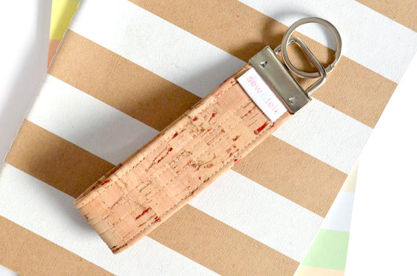 Red Metallic Fleck Cork Leather Keychain