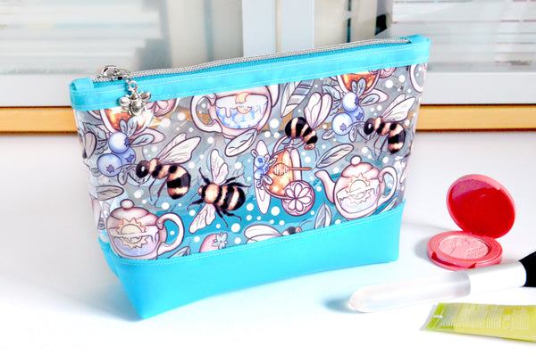 Blue Bumblebee *Clear & Jelly Vinyl* Cosmetic Bag