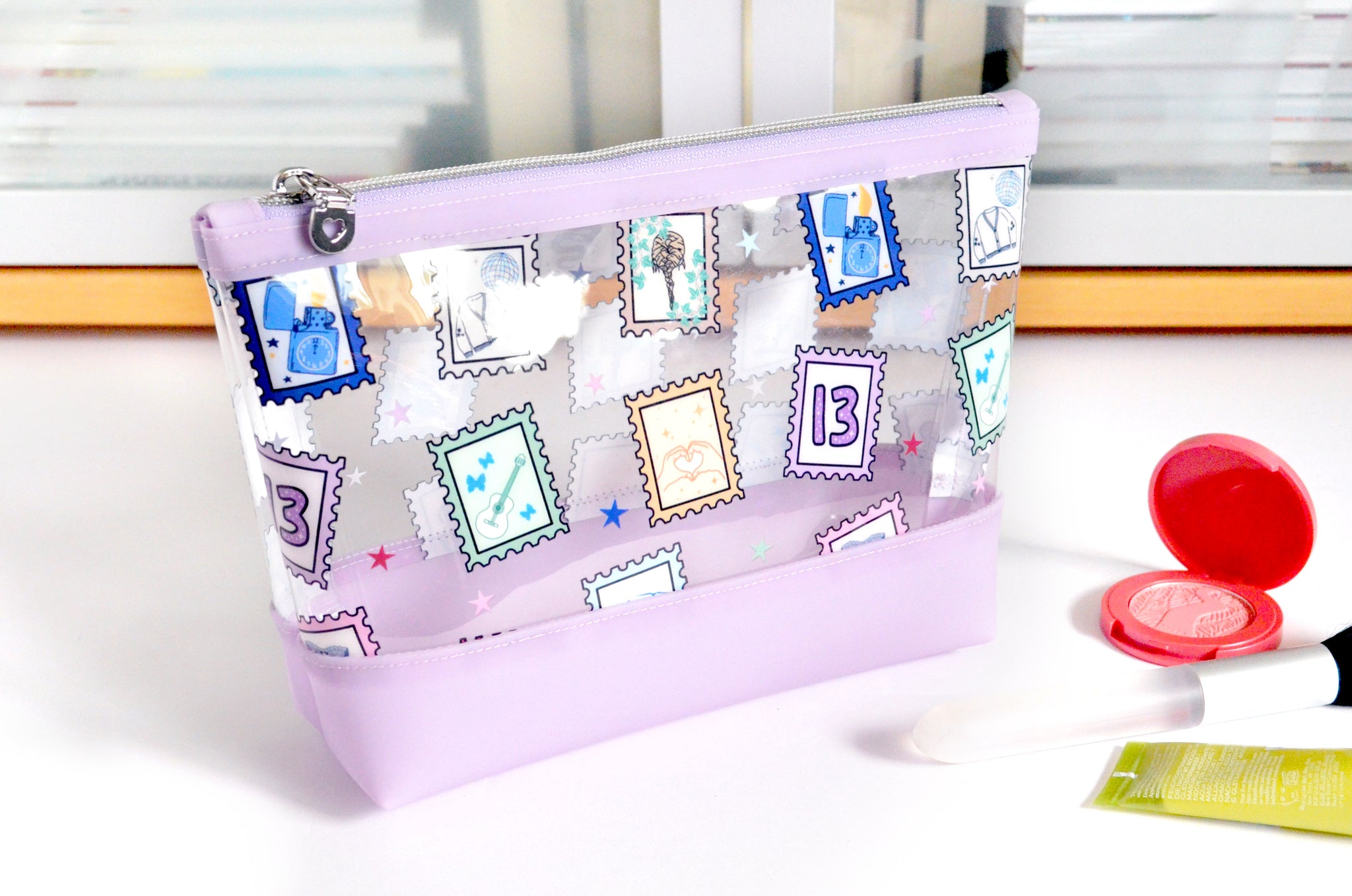 Purple TS Stamps *Clear & Jelly Vinyl* Cosmetic Bag