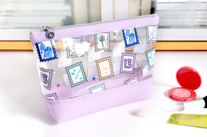 Purple TS Stamps *Clear & Jelly Vinyl* Cosmetic Bag