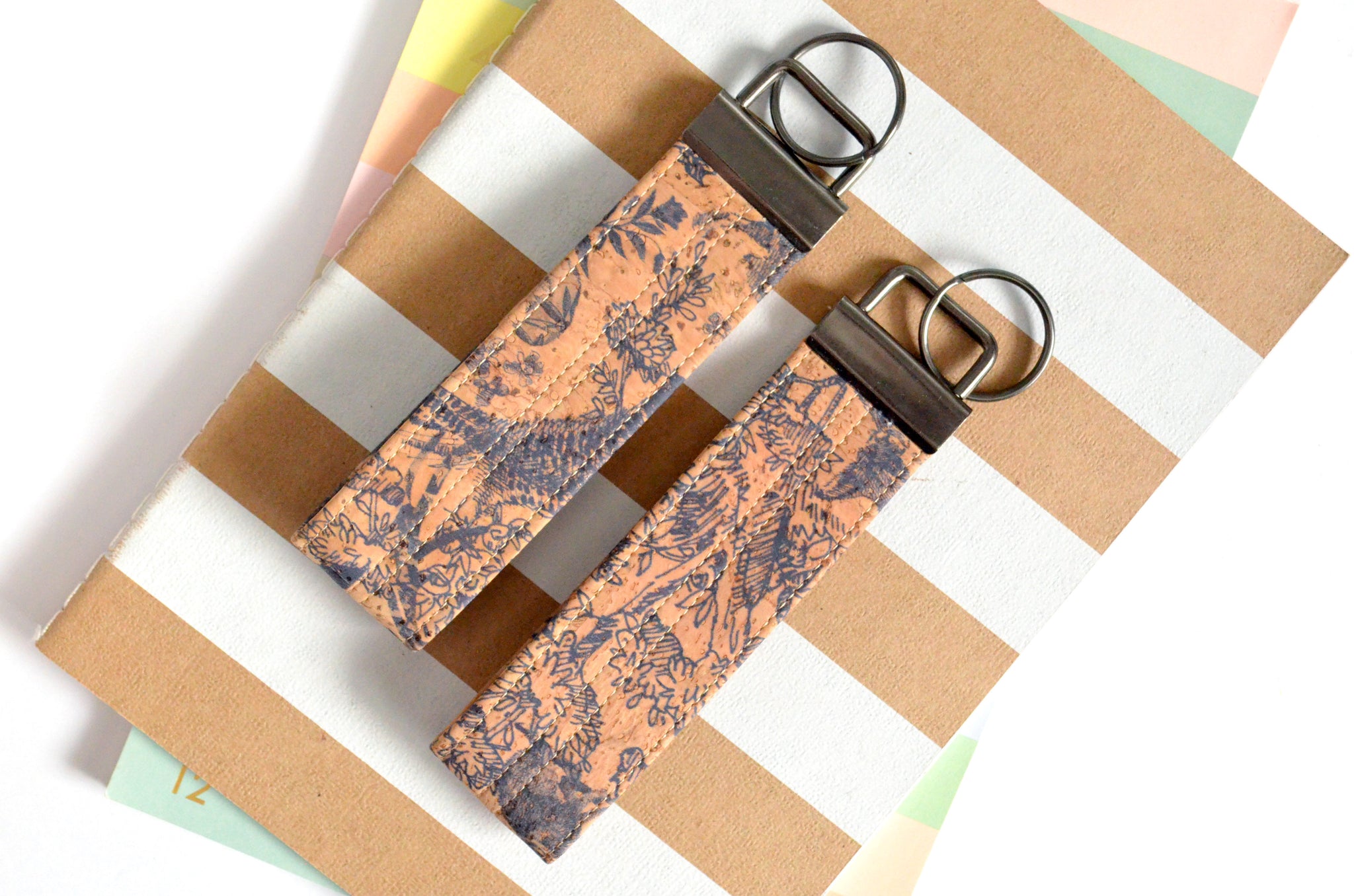 Baroque Forest Cork Leather Keychain