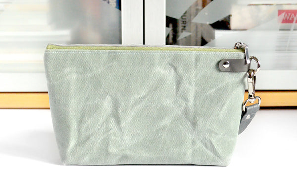 Sage Green Plant Kitties Double-Zip Wristlet