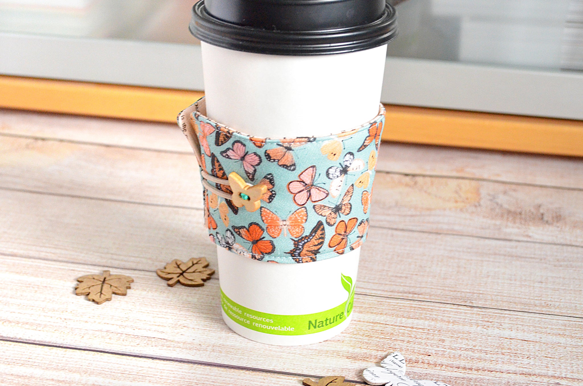 Blue Butterfly Coffee Sleeve