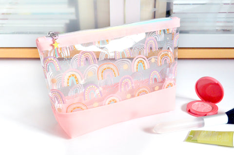 Light Pink Rainbow *Clear & Jelly Vinyl* Cosmetic Bag