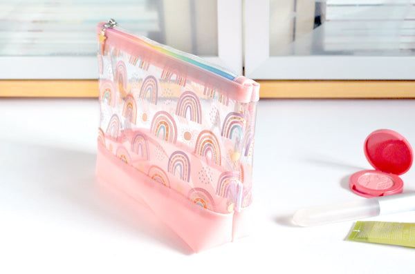 Light Pink Rainbow *Clear & Jelly Vinyl* Cosmetic Bag