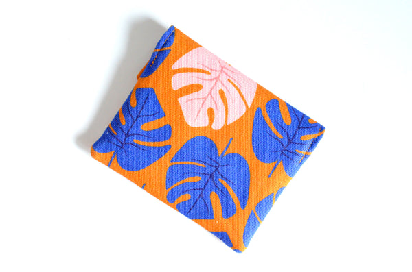 Orange Monstera Mini Leather Snap Wallet