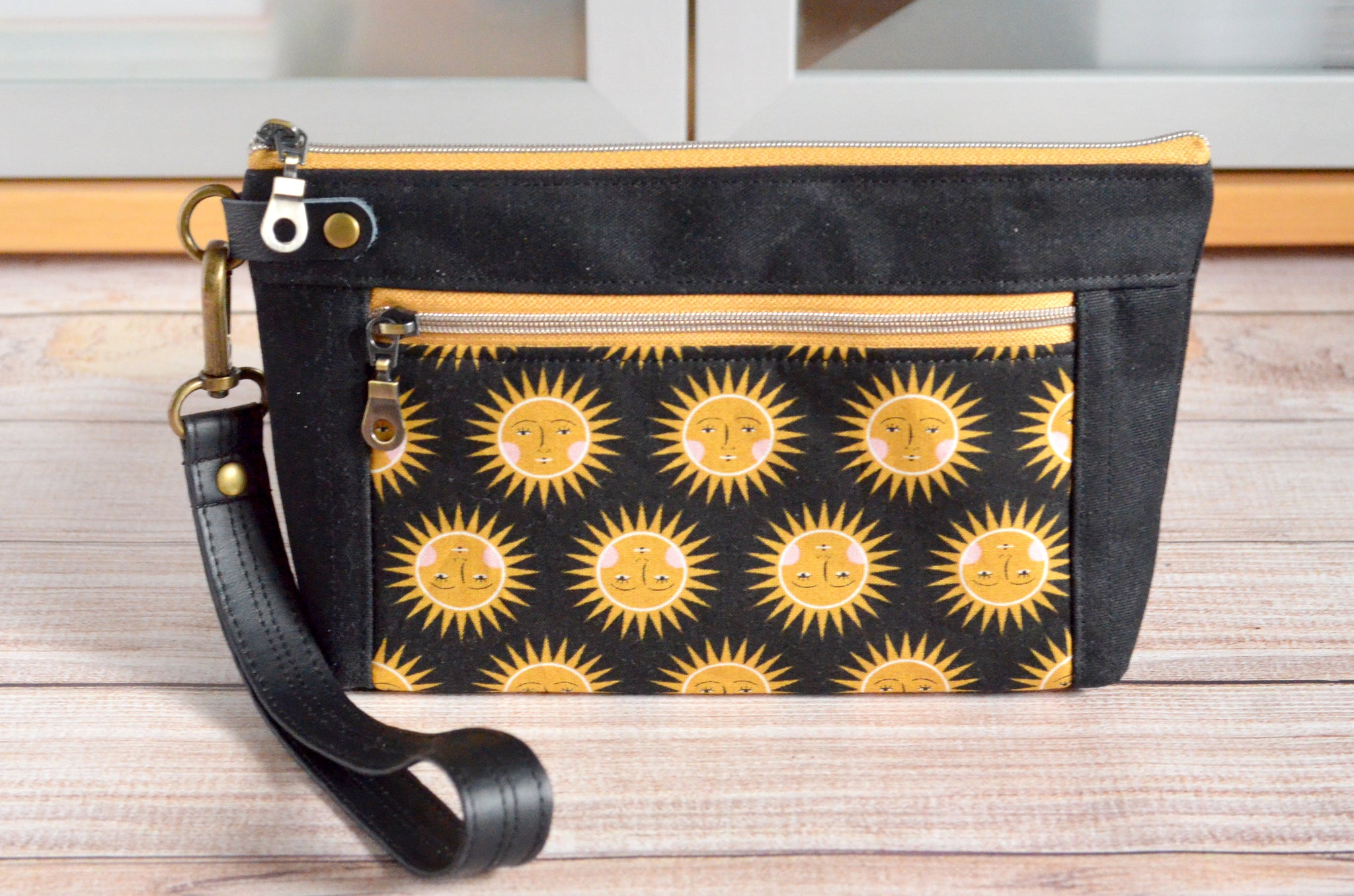 Black Sunshine Double-Zip Wristlet