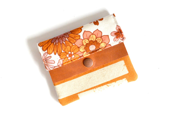 Orange Golden June Floral Mini Leather Snap Wallet