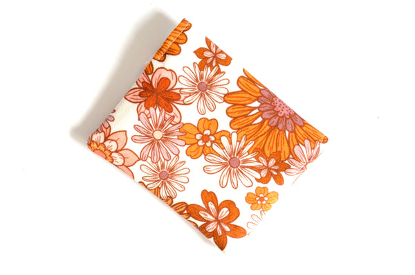 Orange Golden June Floral Mini Leather Snap Wallet