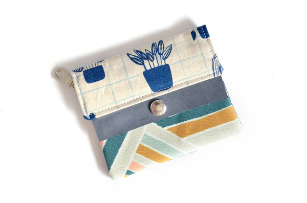 Blue Houseplant Mini Leather Snap Wallet