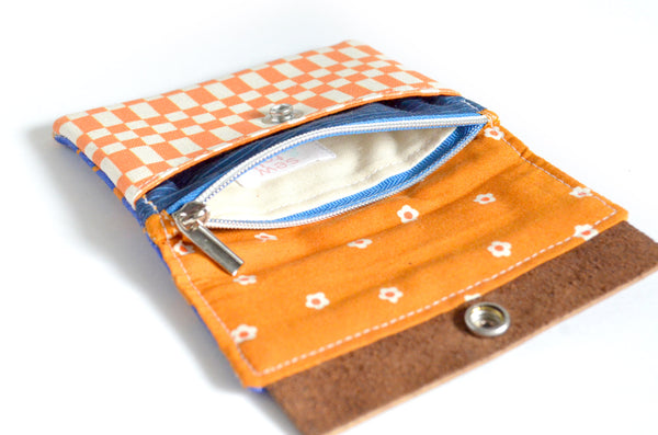 Orange Monstera Mini Leather Snap Wallet