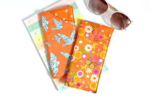 Orange Birds & Butterflies Glasses Case