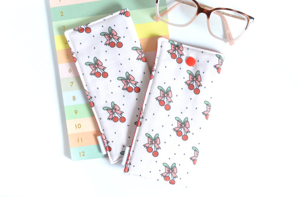 White Cherry Bows Glasses Case