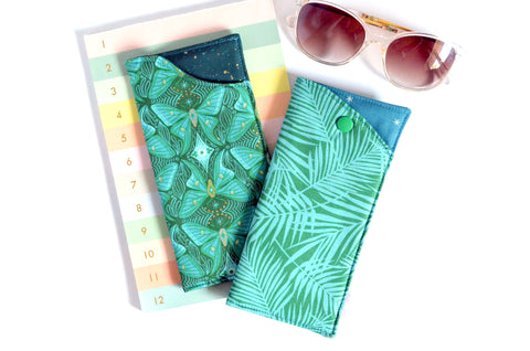 Green Butterfly Fern Glasses Case