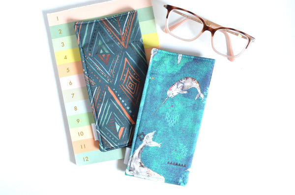 Blue Boho Whale Glasses Case