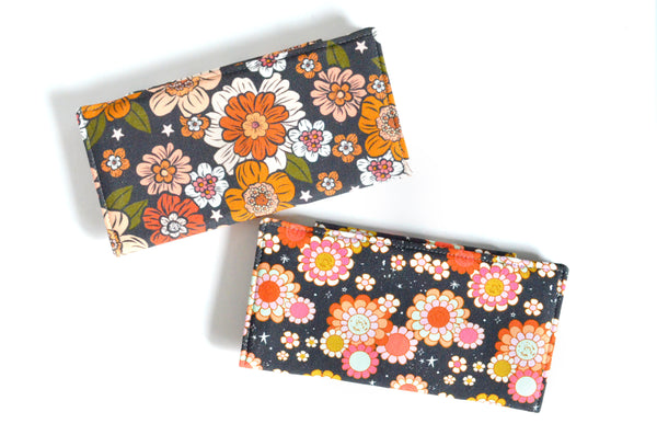 Dark Grey Retro Floral Wallet