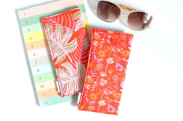 Red Tropical Floral Glasses Case