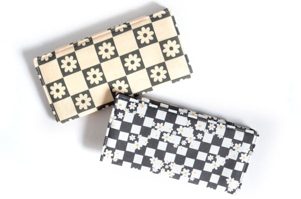 Black & White Floral Checker Wallet