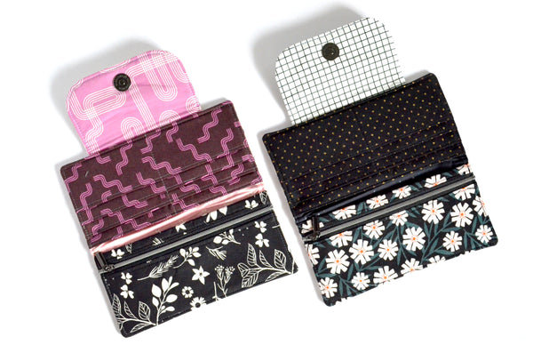 Black & White Floral Checker Wallet